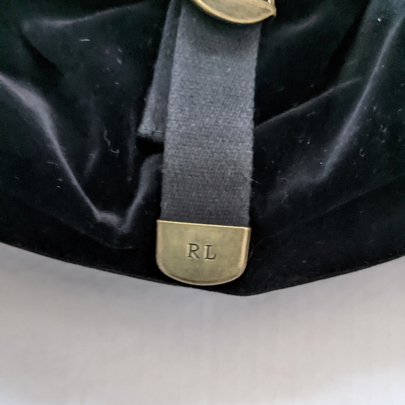 Ralph Lauren Black Velvet Back Pack with Monogram - Picture 5 of 12
